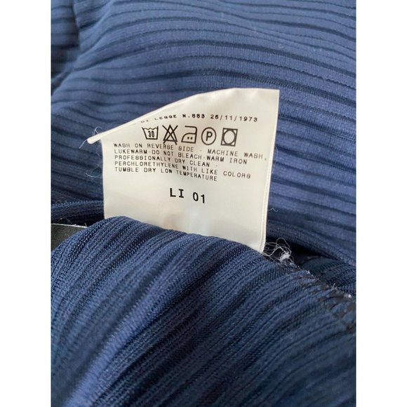 Versace Jeans Navy Blue Stripes Long Sleeve Fitted Sheer Mesh Blouse Top Sz L - Picture 8 of 12